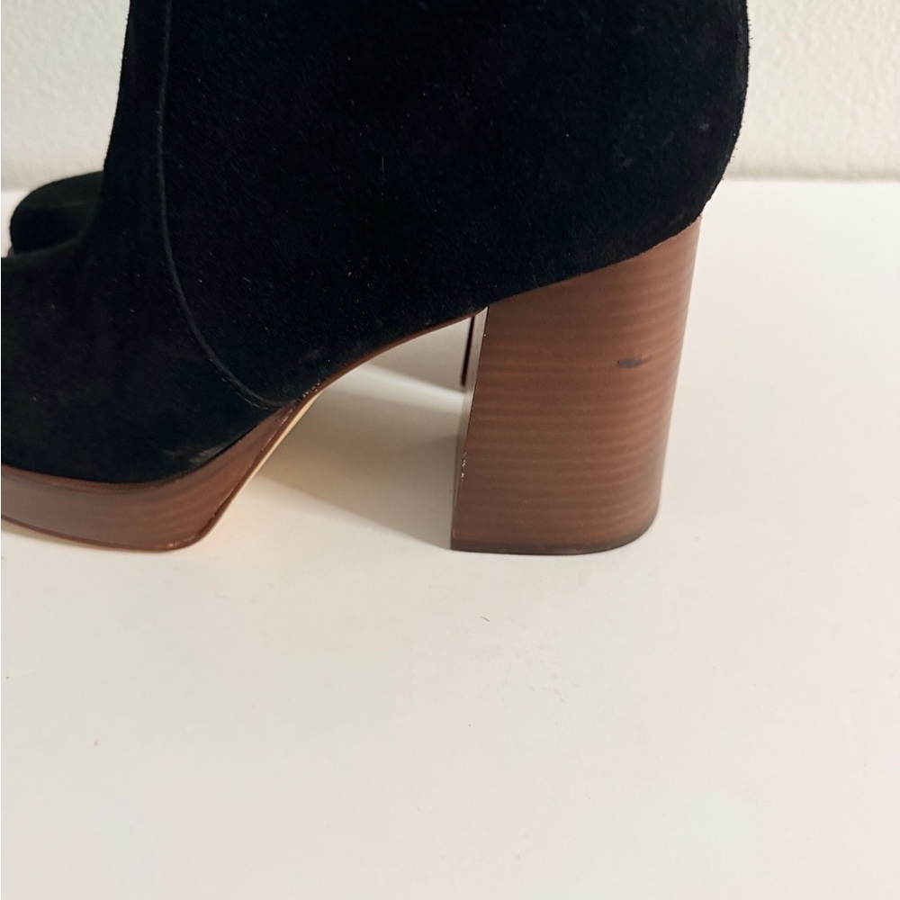 MARC FISHER Black Suede Leather MARYSA Block Heel Platform Ankle Boots Sz 9.5 - Picture 5 of 7